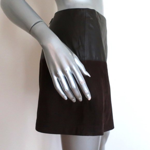 Alice + Olivia Mini Wrap Skirt Dark Brown Size 2 - Picture 2 of 7